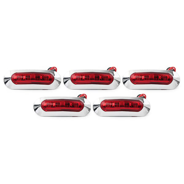 5 stk. 4 LED sidemarkering lys til bil lastbil trailer pickup 12V 24V rød
