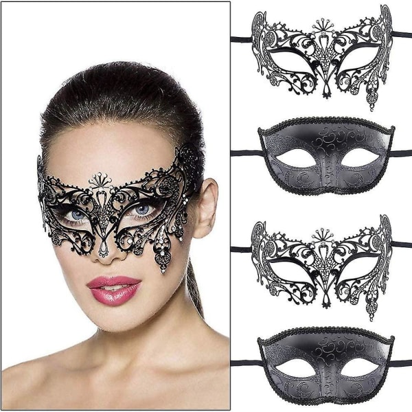 Par Maskeraddräkt för par, 2 stycken, Maskeraddräkt för karnevalfest, Maskeradbal, Karnevalskväll