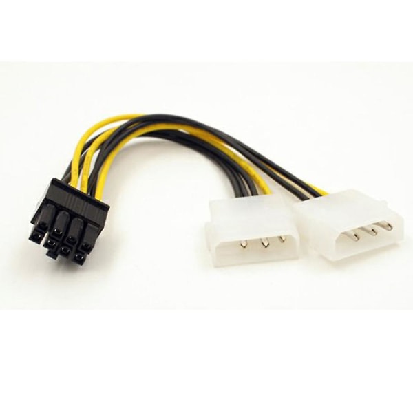 Dobbelt Molex Lp4 4-bens til 8-bens Pci-e Express Konverter Adapter Strømkabel