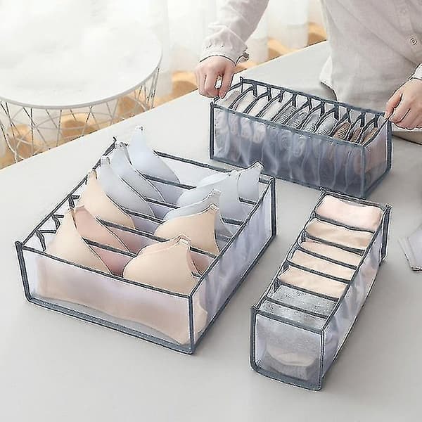 Boks med rom for BH-er, sokker og truser 11 grid beige
