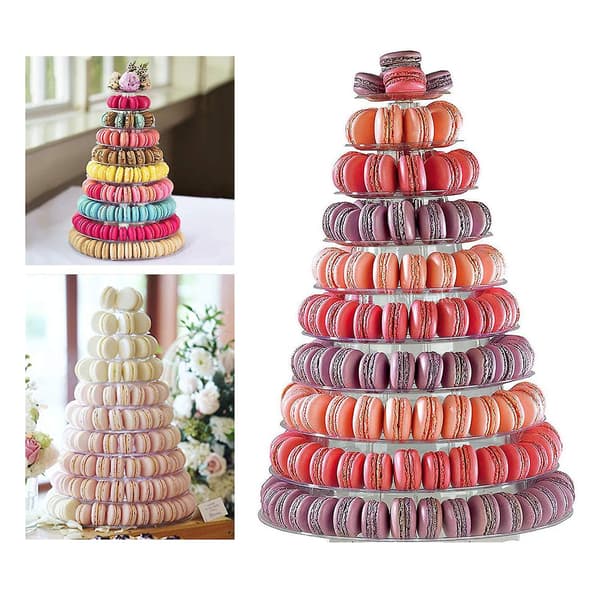 10-vånings 4" - 13" Dia Macaron Cake Tower Display Stand för franska Macarons