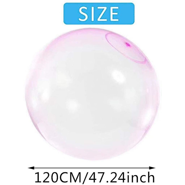 120 cm stor bubbelboll magiska bubbelbollar transparent studsboll uppblåsbar vattenboll strand trädgård boll mjuk Pink