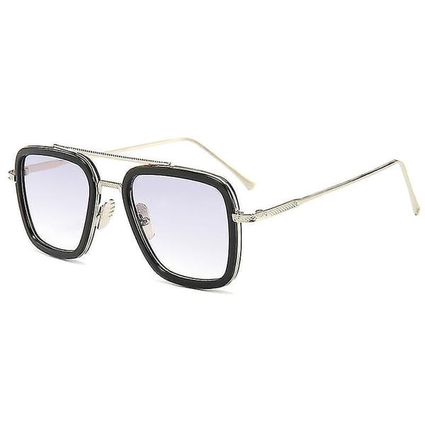 Retro-aurinkolasit, neliömäiset Silver Frame Light Grey Lenses