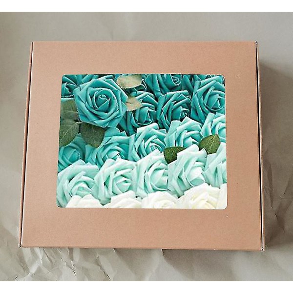 Konstgjorda blommor, 25 st gradient falska blommor rosor Tiffany blue