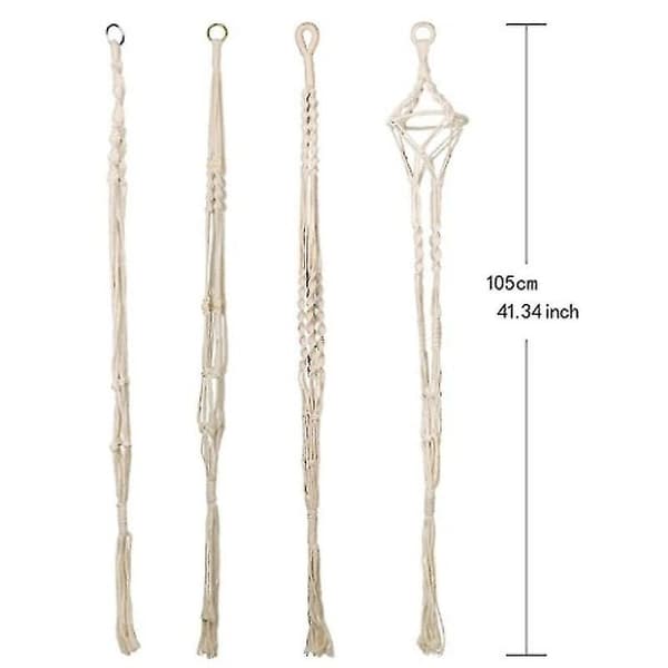 Set med 4 blomkrukor inomhus och utomhus Macrame växtkrukor