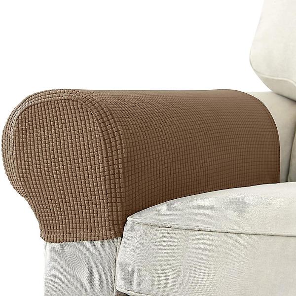 2 stk uttrekkbare sofaarmlener Full Sofa Protector Kaffe Farge