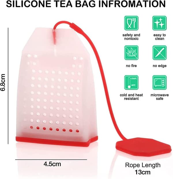 6-pack silikonteinfuser, återanvändbara säkra lösa tebladspåsar sil