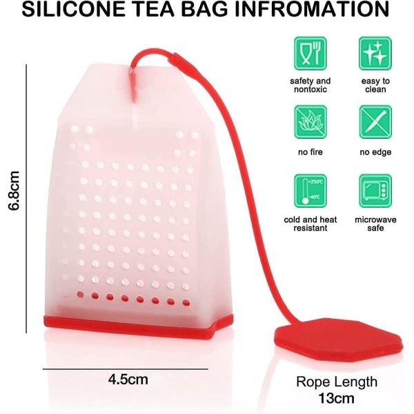 6-pak silikone te infuser, genanvendelig sikker løsblads teposer Si
