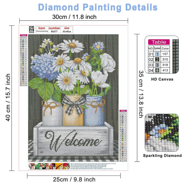 Blomster Diamond Painting Kit Diamond Art Kits Til Voksne Diy 5d Fuld Diamond Paining Kits Blomster Diamond Painting Welcome