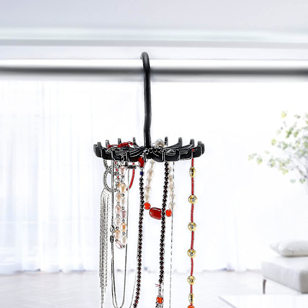 2 stk. Twirl Tie Rack, roterende belte- og skjerfhengerholderkrok for skaplagring Black
