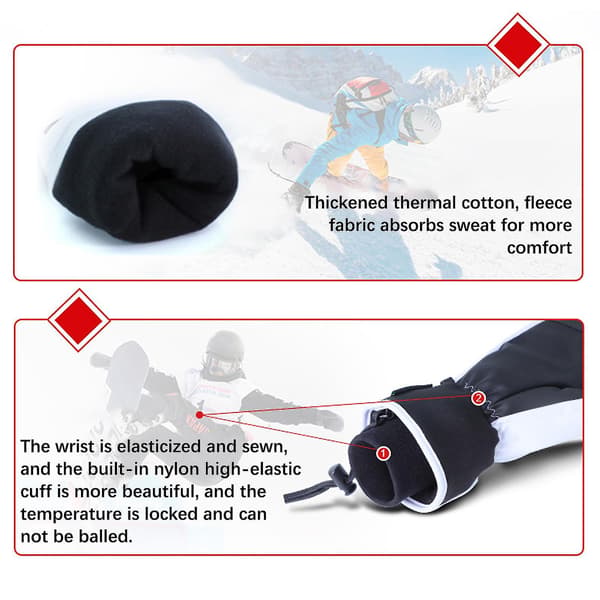 Snowboardhandskar Vantar Varm Touch Screen Vattentäta Skidhandskar Black M