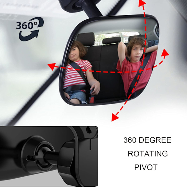 Baby Car Mirror, 360° Rotation Baby Car Rear View Mirror, Baby Rear View Mirror with Clip, Baby Monitoring for Rear Seat for Wide View Safety Rear Seats