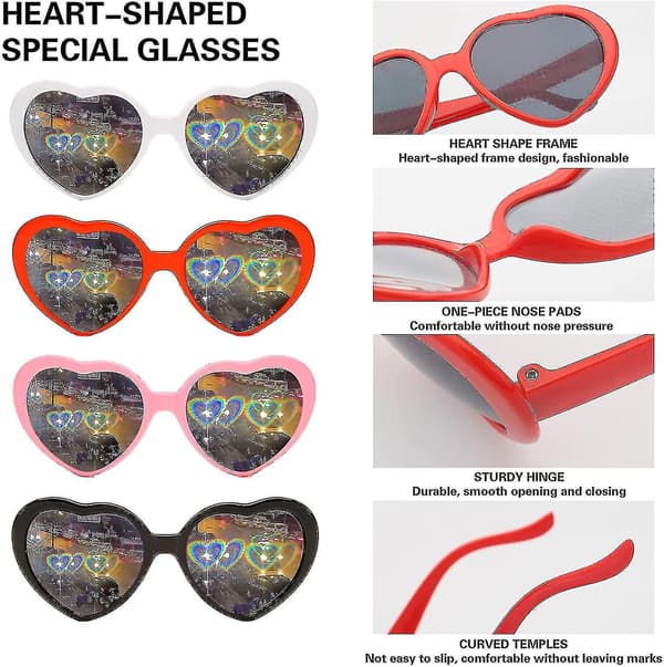 Hjerteffekt Lysdiffraksjonsbriller Peach Hjerteformet Spesialeffektbriller, 3d Hjerte Solbriller Blue