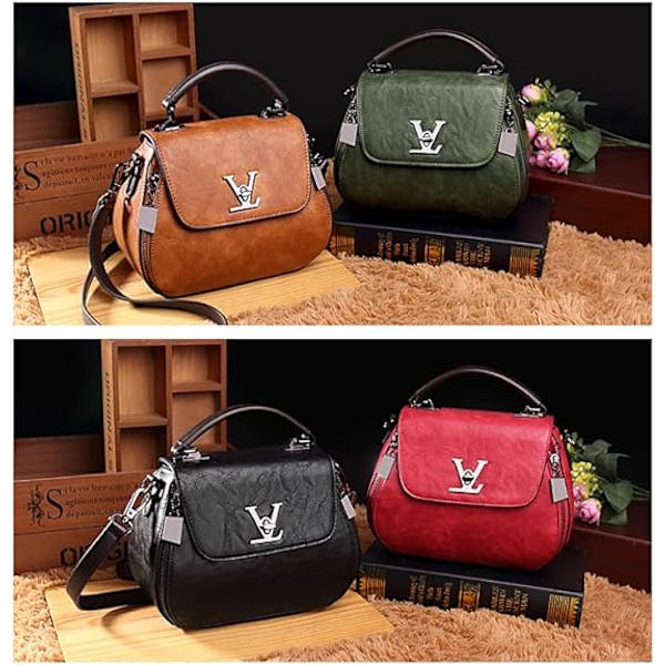 Väskor Läder Crossbody Väskor Axelväskor Dam Handväskor Sadelväskor Brun