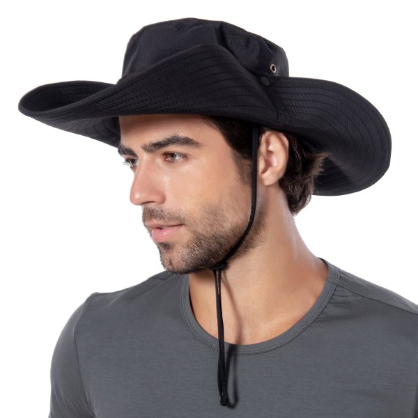 Super bredskygget solhat Upf50+ vandtæt fiskeri vandreture camping hat Black