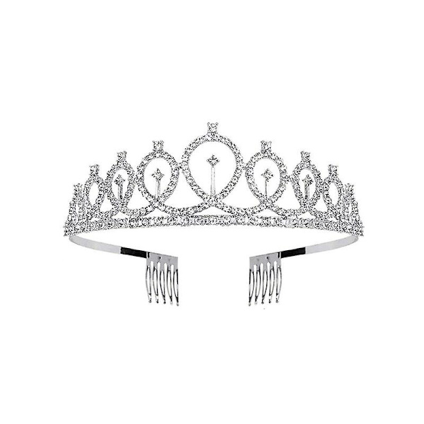 Fødselsdagskroner, tiaraer og kroner til kvinder, sølv tiara, tiaraer til piger, rhinsten tiara kit, kroner sølv