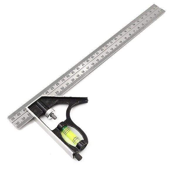 300mm Adjustable Combination Square Angle Ruler 45 / 90 Degree With Bubble Level Multifunctional Gauge Measuring Tools