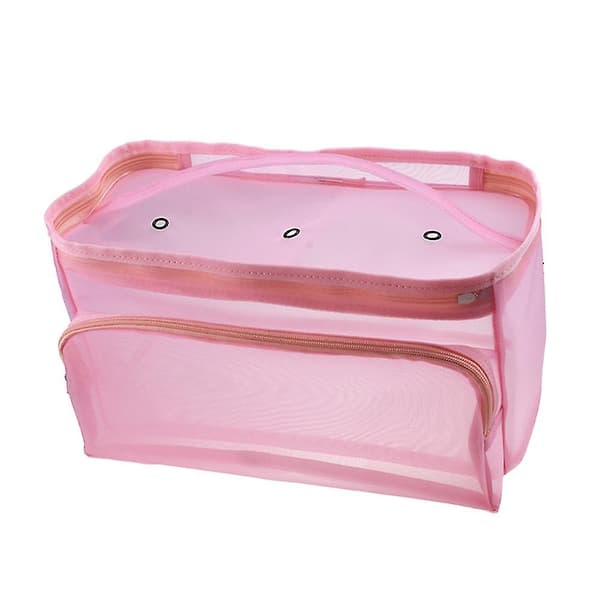 Strikkeværktøj opbevaringspose hæklet krog opbevaringspose mesh uldgarn opbevaringspose (pink)