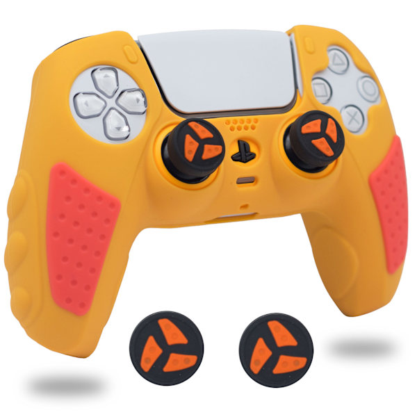 Sød hudgrebsdæksel til PS5-controller, skridsikkert silikonebeskyttelsesdæksel, gummibeskyttelse, orange rød