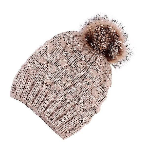 Stickad mössa mode vinter Pompom mössa pälsboll virkad hårboll hattar damer pullover mössa fjäril hårboll vuxen mössa