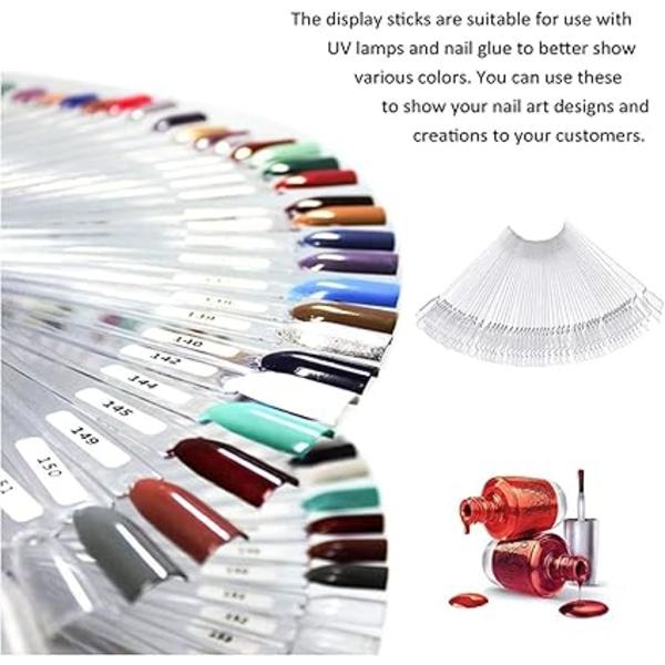 100 st Nail Color Chart, Nail Display, Nagellack Makeup Palett, Pinnar för Falska Naglar, Nail Art Övningsmodeller, Transparent
