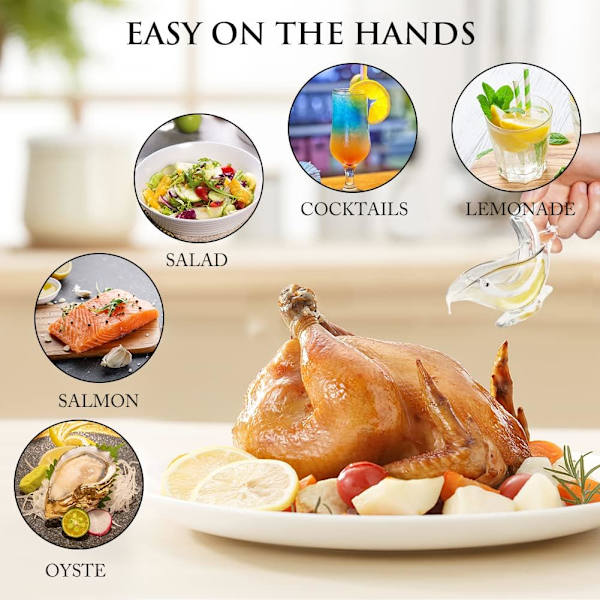 Lyxig design oberoende citronpress, manuell citruspress akryl bordsartiklar transparent serveringsartiklar (2 st vita)