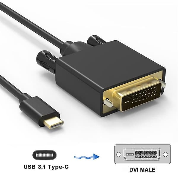 Usb Type C til Dvi-adapter Full 1080p Video Audio Konverterkabel Ledning