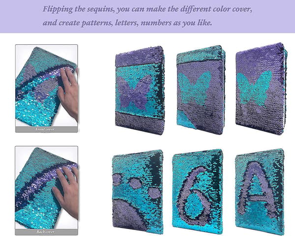A5 Notatbok Reversibel Flip Sequin Journal 160 Sider