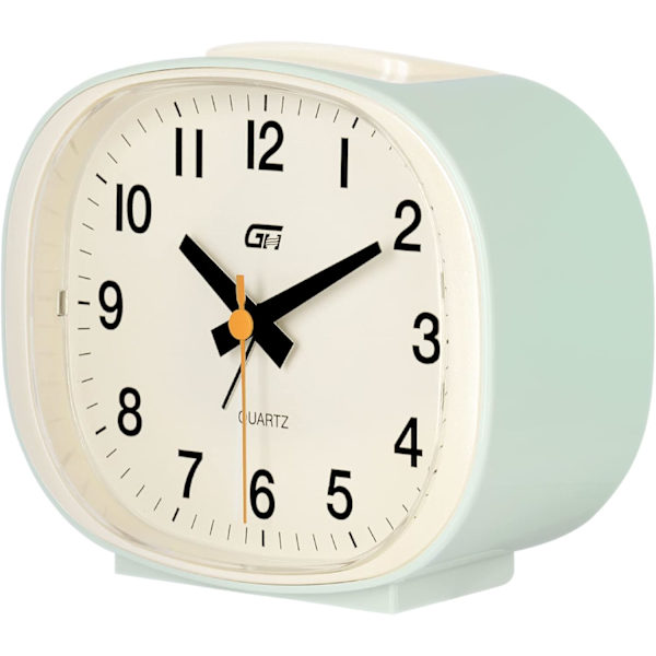 13,5x11,5cm Ljusgrön Väckarklocka Tyst Snooze med Ljus Modern Musikalisk Alarm Analog Sängbordsur Dekor för Kontor Sovrum