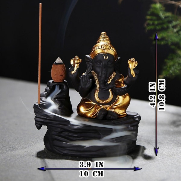 Håndlaget keramisk røkelseholder, tilbakeløpsrøkelsebrenner-figur, røkelsekjegleholdere, hjemmedekor, gavedekorasjoner, statuepynt, Ganesha