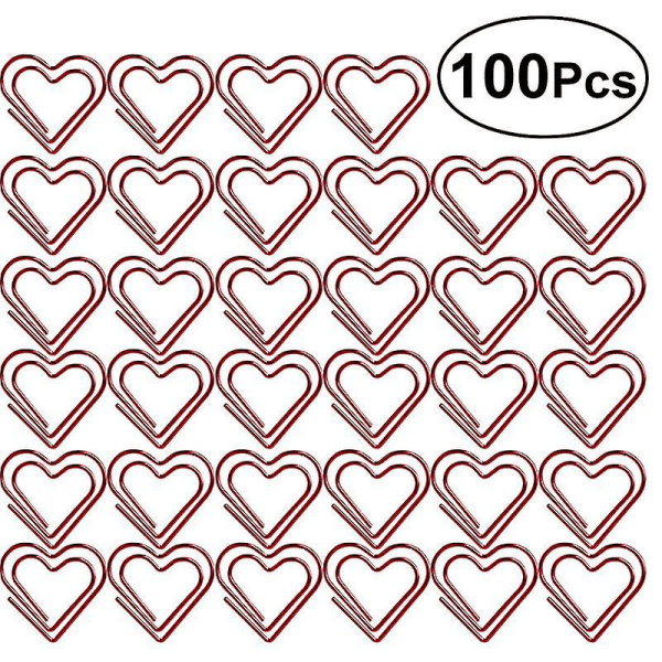 100 st Gem Love Heart Gem Markering Bokmärke Pin Brevpapper Kontorstillbehör (röd)
