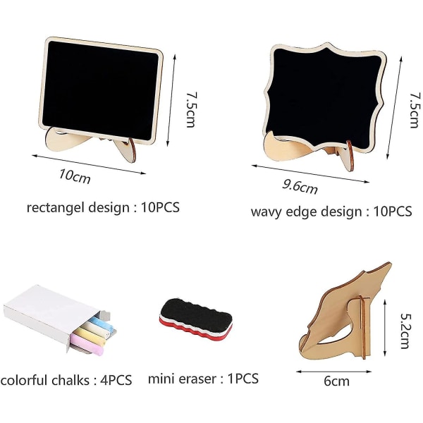 20 stk. Mini-tavler med stande - Små tavler i træ