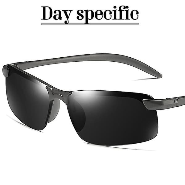 Fotokromiset polarisoidut ajolasit päivä- ja yöajan näkölasit Silver Black Frame Grey Lenses