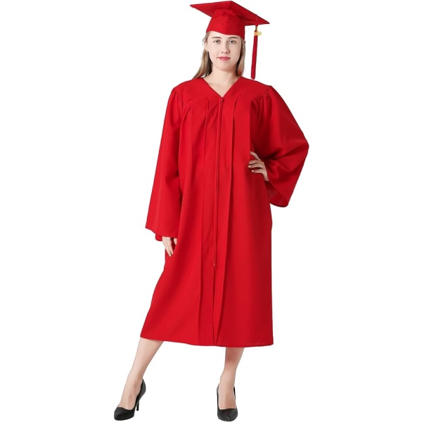 Toga Universitetsdiplom og Gradueringslue for Voksne 2023 Videregående Skole Gradueringskostyme Rød L for Menn og Kvinner