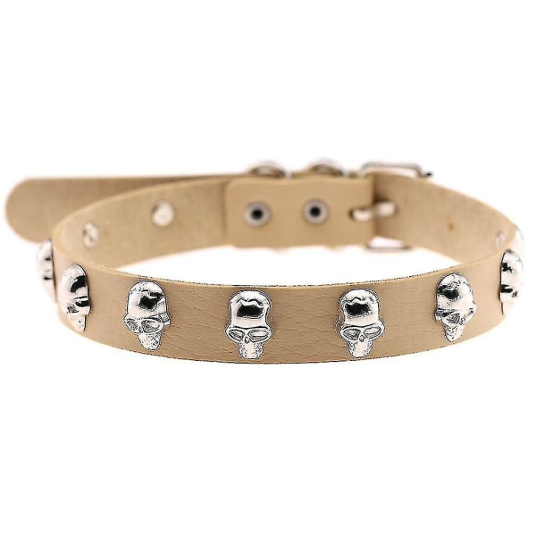 Punk Skull Lær Halsbånd Street Rock Halskjede Halsbånd Halskjede Khaki