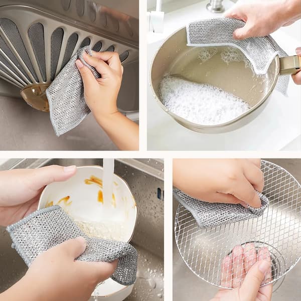 Dubbel disktrasa i rostfritt stål, uppgraderade repfria skrubbsvampar för kök 20pcs