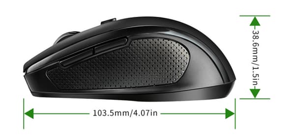 Musta, ergonominen langaton hiiri - säädettävä DPI