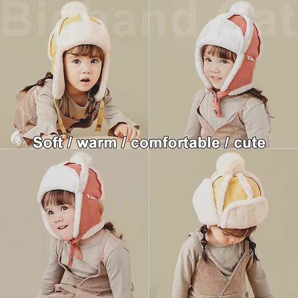 Baby Boy Ushanka Øreklaff Vinter Trooper Cap Unisex Barn Trapper Hat Yellow