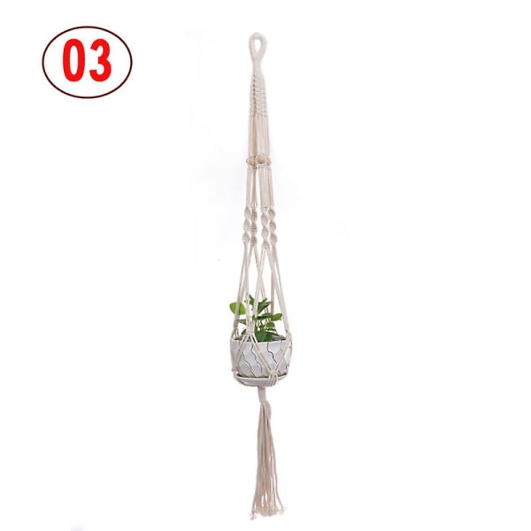2 st Macrame växt hängare vit handgjord bomullsrep inomhus utomhus hängande växtkruka 3