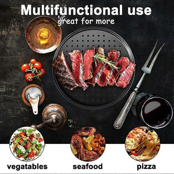 Pizza Bakke Hullet Bageplade Non-Stick med Hul Pizzaform Grillbakke Bageform Rund Bageplade