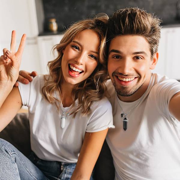 Bff-halskjede for 2 krystall-sjarmer, bestevenn-halskjede, anheng, vennskapshalskjede, matchende halskjede for par, gaver B