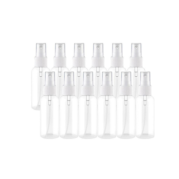 12 kpl suihkepulloa, läpinäkyvä tyhjä hieno sumu muovi mini matkapullosetti, pienet täytettävät nestemäiset astiat 40ml