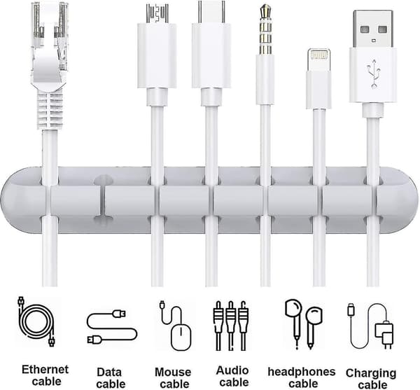Kabelklämmor, 3-pack sladdhanteringsorganisatör Grey