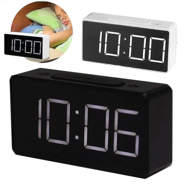 Digital LED Stor Display Väggklocka Spegel Elektronisk Alarm Tid white