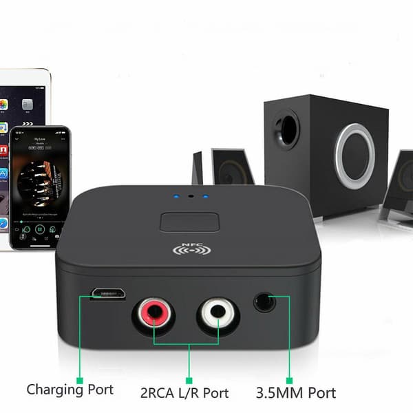 Bluetooth-auton Bluetooth-vastaanotin langaton 3,5 mm:n liitäntä Aux Nfc 2 Rca -ääniadapteriin