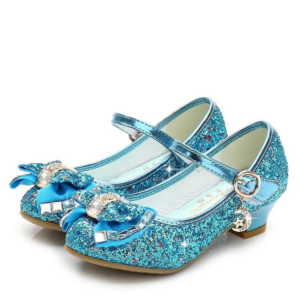 Princess Kids Leather Shoes For Girls Glitter Children High Heel Girls Shoes Butterfly Knot