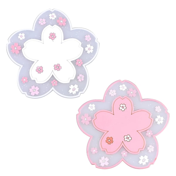 2 Pcs Sakura Coasters Cherry Blossom Coasters Blossom Cup Mats Cup Pads For Coffee Table, Restaurants, Hotels