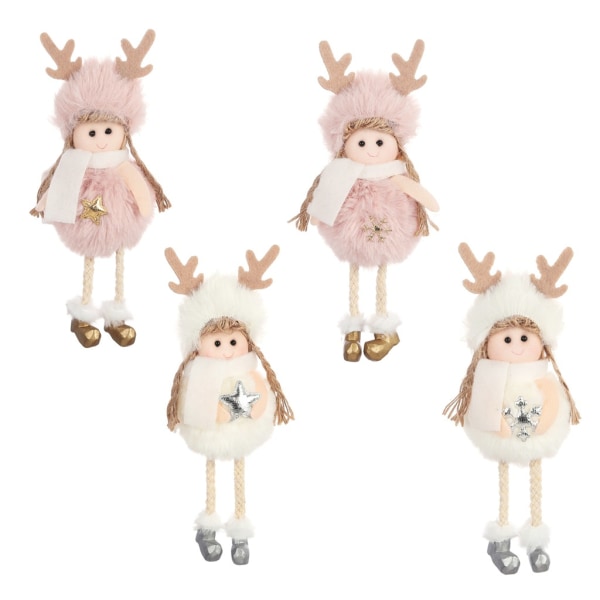 Four Christmas Plush Angels Hanging Ornaments Kids Cute Doll Girl Gift Christmas Tree Pendant 15x6cm Call 7cm