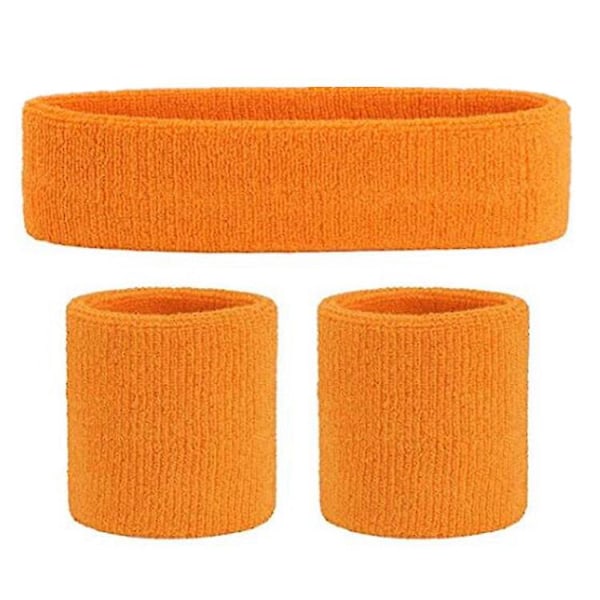 Svettband Set Pannband Armband Elastiskt Atletiskt Svettabsorberande Svettband Orange