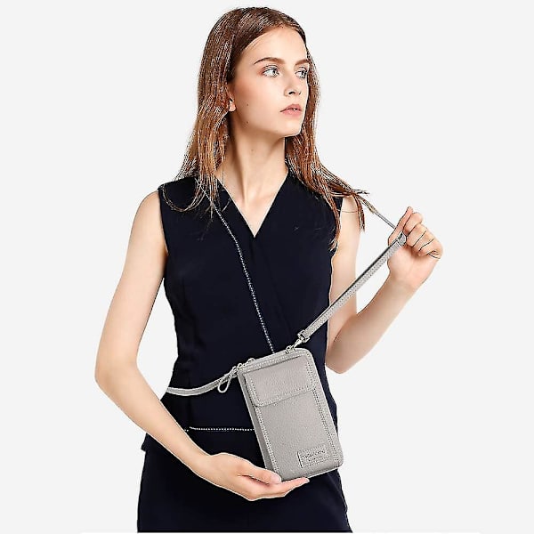 Pu Læder Rfid Blokerende Crossbody Mobiltelefon Taske Til Kvinder Tegnebog
